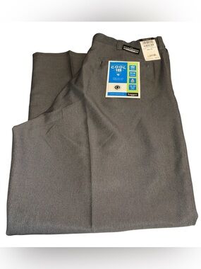 Haggar Men's Grey Dress Pants - Cool 18 Expandable Waistband Size 40x30